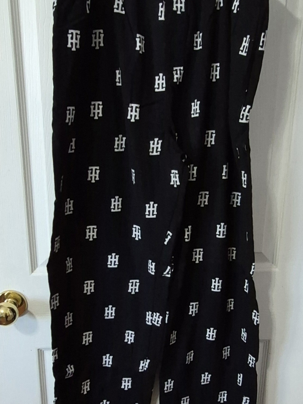 Tommy Hilfiger Black Pajama Pants with White Monogram